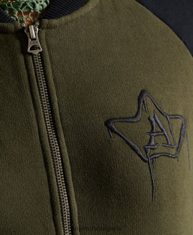 Superdry облекло N00H5827 зелено Жени бомбър яке от трико от трико