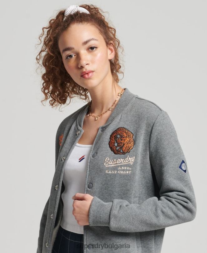 Superdry облекло N00H5881 сиво Жени университетско яке от трико