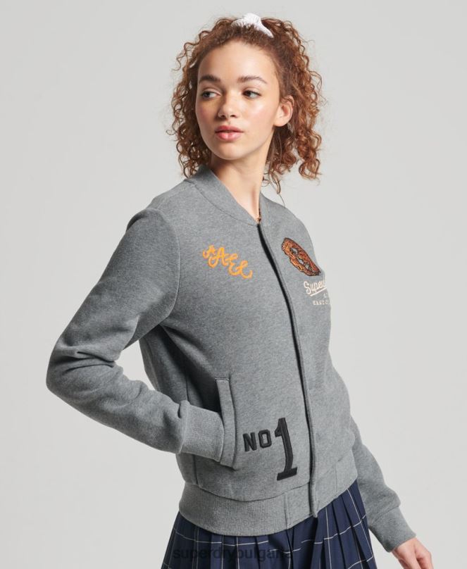 Superdry облекло N00H5881 сиво Жени университетско яке от трико