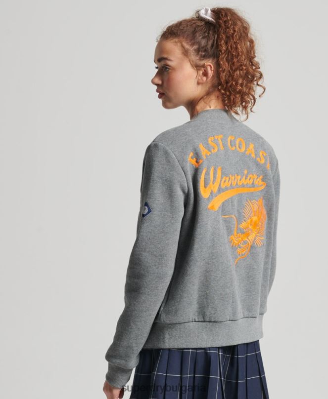 Superdry облекло N00H5881 сиво Жени университетско яке от трико
