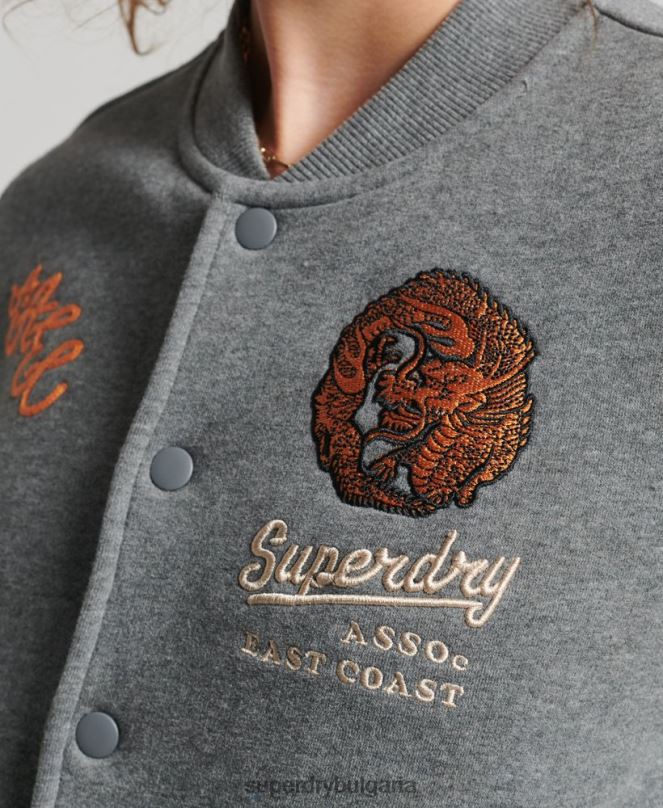 Superdry облекло N00H5881 сиво Жени университетско яке от трико
