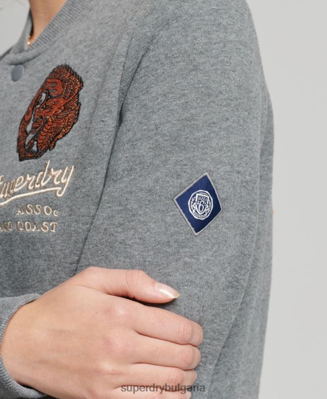 Superdry облекло N00H5881 сиво Жени университетско яке от трико