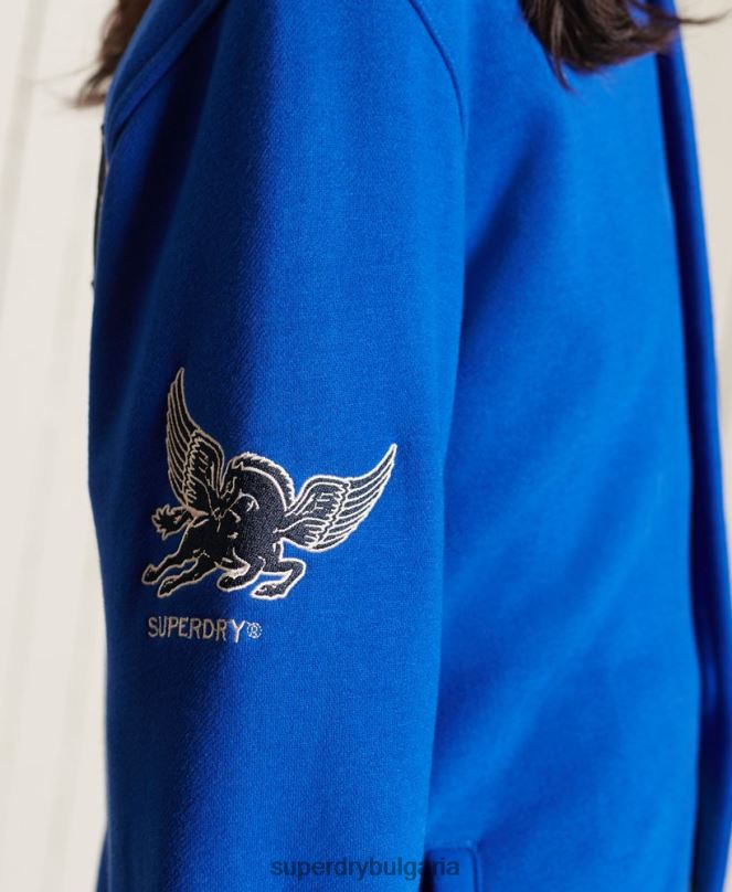 Superdry облекло N00H5895 син Жени голямо яке от колежанска фланелка тип бомбър