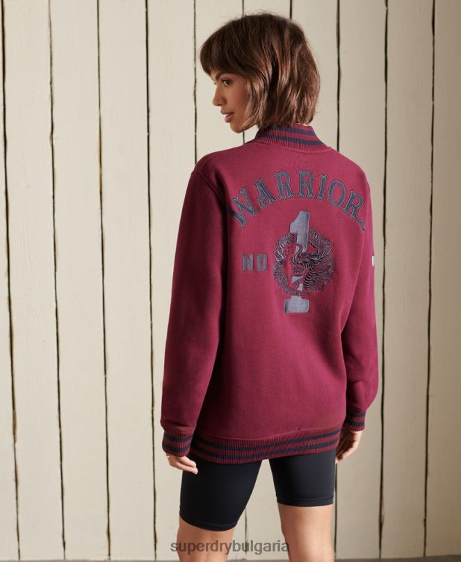 Superdry облекло N00H5922 лилаво Жени голямо яке от колежанска фланелка тип бомбър
