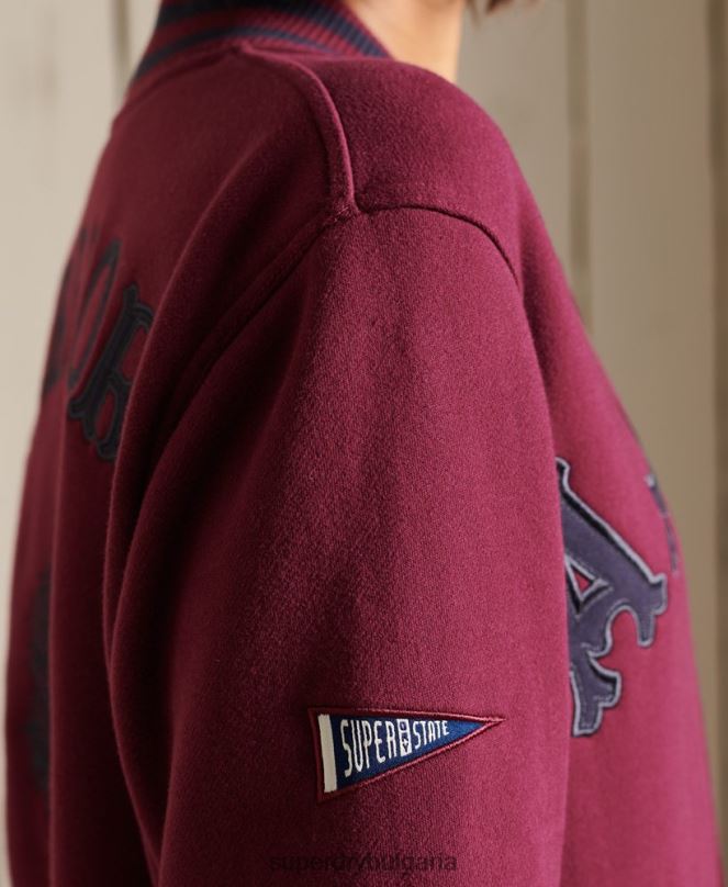 Superdry облекло N00H5922 лилаво Жени голямо яке от колежанска фланелка тип бомбър