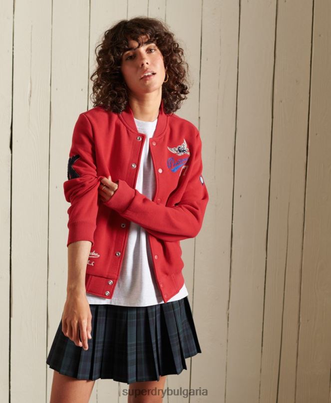 Superdry облекло N00H6003 червен Жени университетско яке от трико