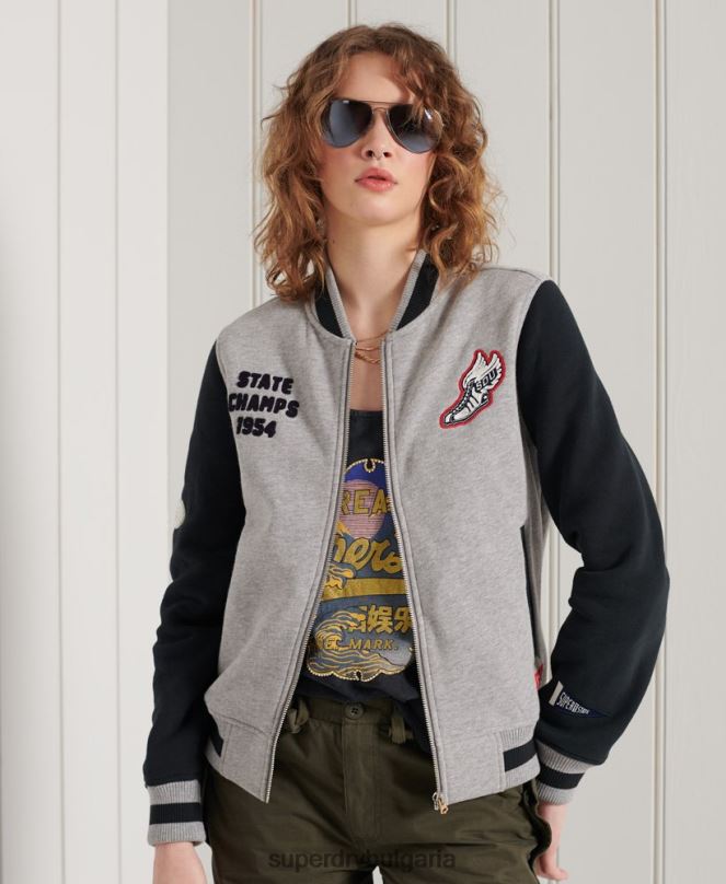 Superdry облекло N00H6006 военноморски флот Жени бейзболно яке с колегиален сценарий