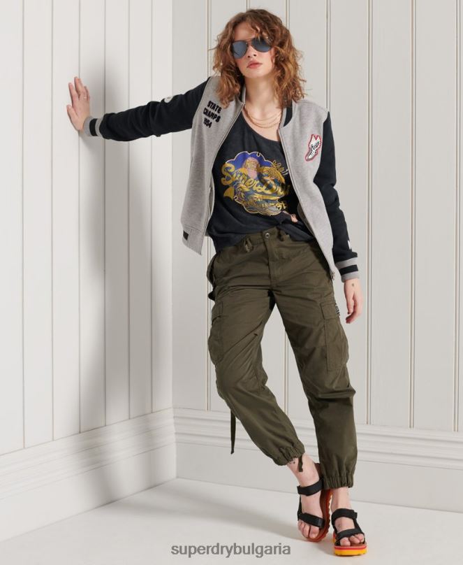 Superdry облекло N00H6006 военноморски флот Жени бейзболно яке с колегиален сценарий