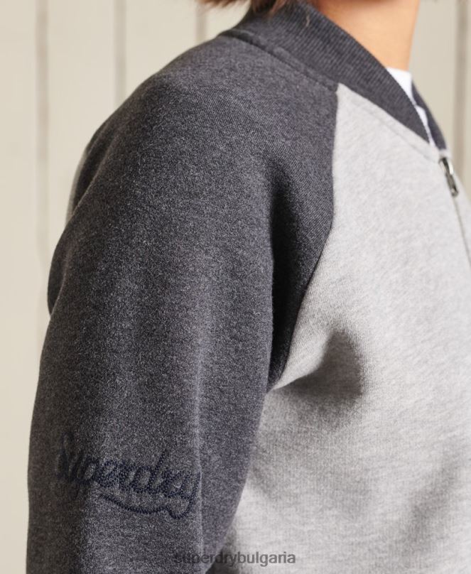 Superdry облекло N00H6039 сиво Жени винтидж овъргабаритни бомбър якета от трико