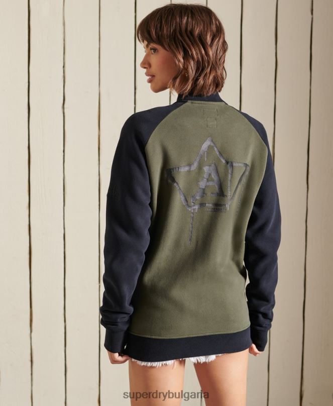 Superdry облекло N00H6040 зелено Жени винтидж овъргабаритни бомбър якета от трико