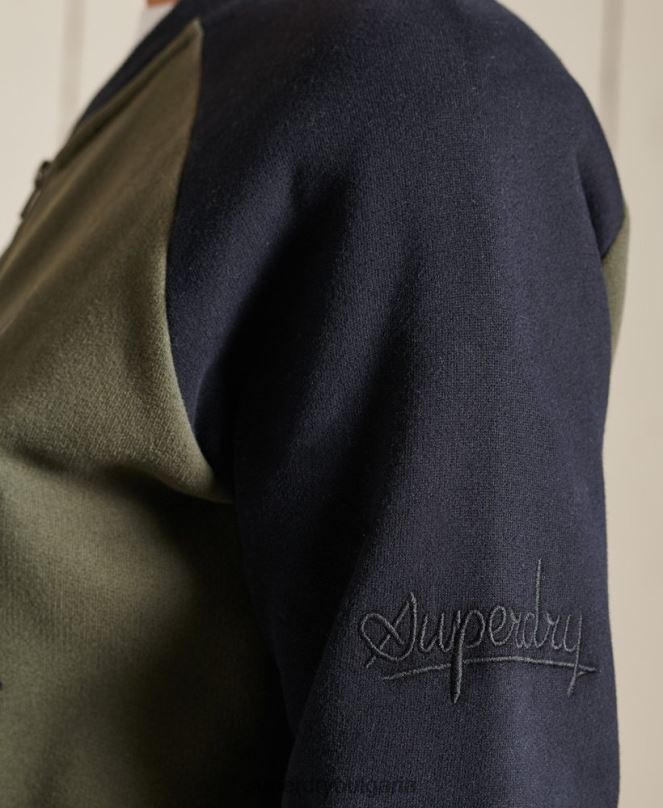 Superdry облекло N00H6040 зелено Жени винтидж овъргабаритни бомбър якета от трико