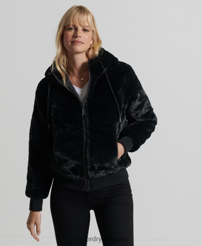 Superdry облекло N00H6182 черен Жени storm първокласно яке от изкуствена кожа