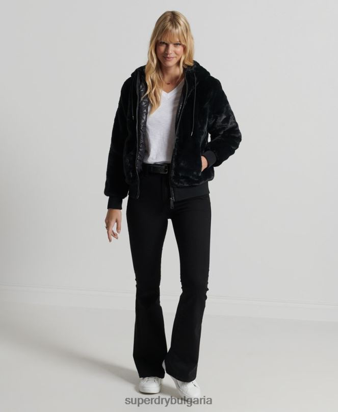 Superdry облекло N00H6182 черен Жени storm първокласно яке от изкуствена кожа