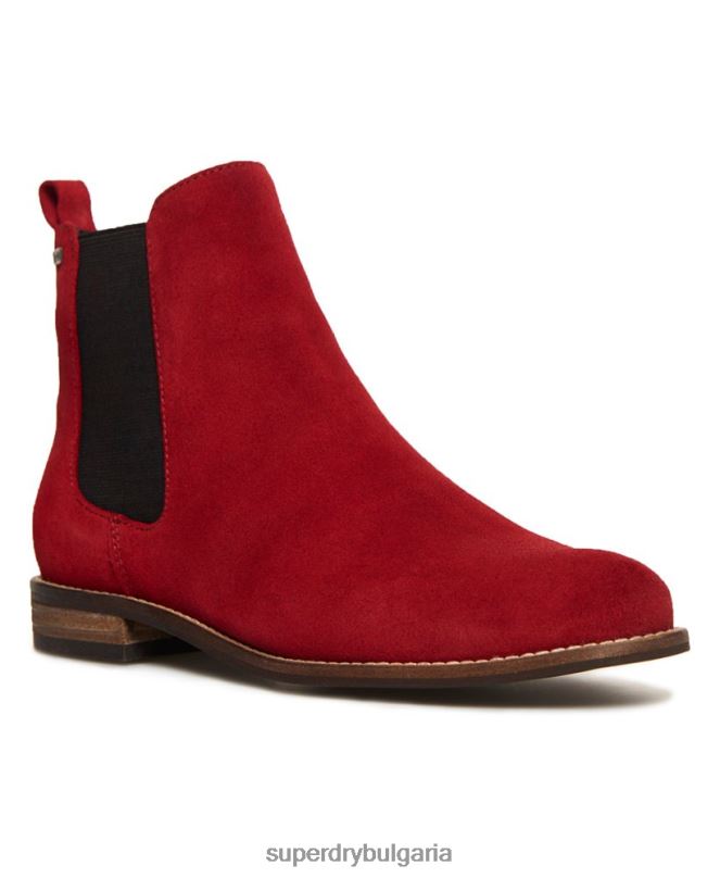 Superdry обувки N00H4431 червен Жени велурени ботуши челси millie-lou