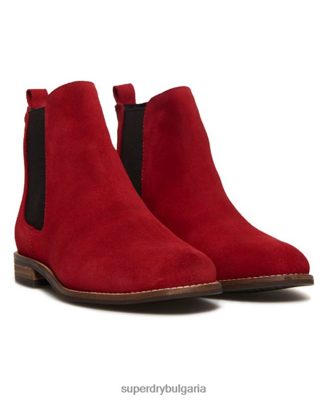 Superdry обувки N00H4431 червен Жени велурени ботуши челси millie-lou