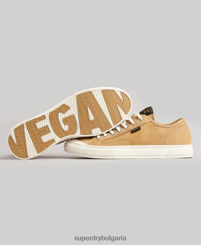 Superdry обувки N00H4347 бежово Жени ретро вегански ниски кецове faux vulc