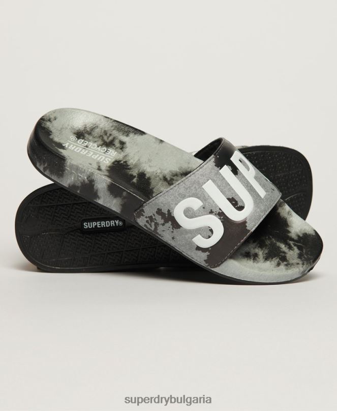 Superdry обувки N00H2003 черен Жени вегански плъзгачи за боядисване на вратовръзка