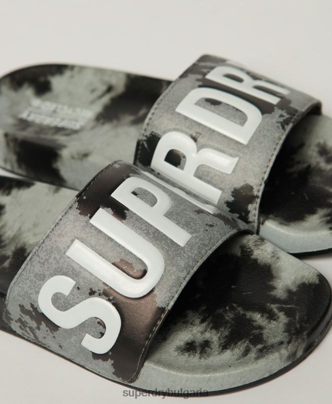 Superdry обувки N00H2003 черен Жени вегански плъзгачи за боядисване на вратовръзка