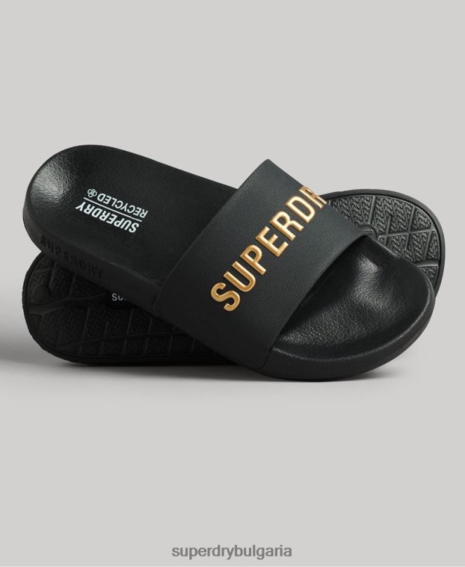 Superdry обувки N00H4345 черен Жени код лого басейн плъзгачи