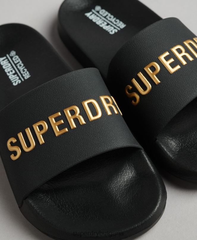 Superdry обувки N00H4345 черен Жени код лого басейн плъзгачи