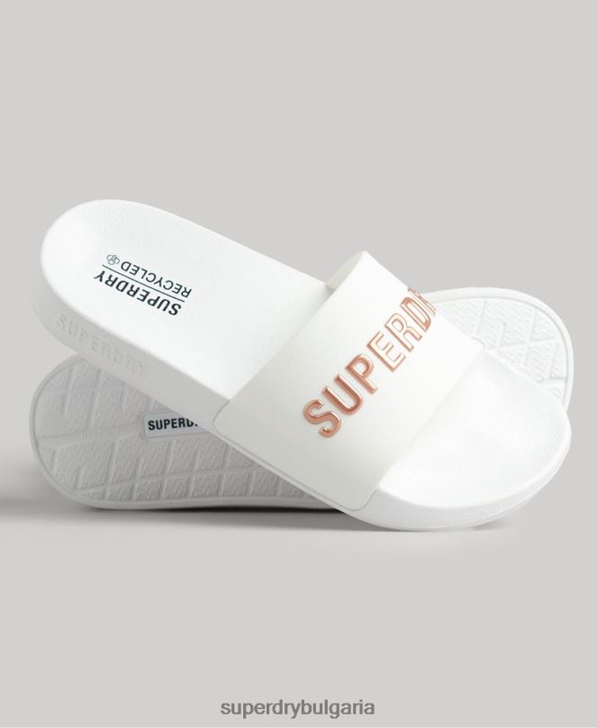 Superdry обувки N00H4369 бяло Жени код лого басейн плъзгачи