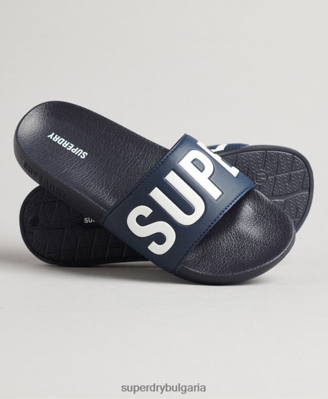 Superdry обувки N00H4370 военноморски флот Жени плъзгачи за основен басейн