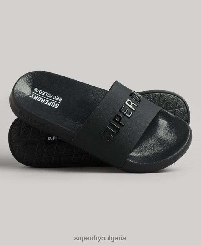 Superdry обувки N00H4372 черен Жени код лого басейн плъзгачи
