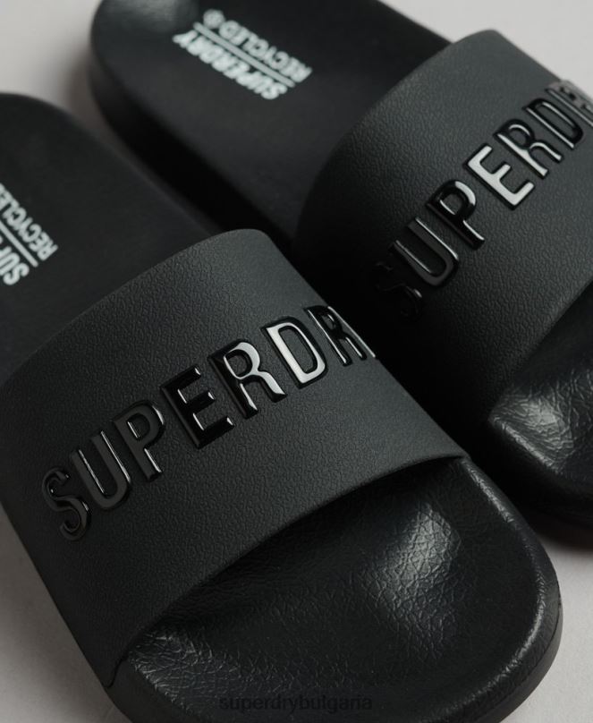 Superdry обувки N00H4372 черен Жени код лого басейн плъзгачи