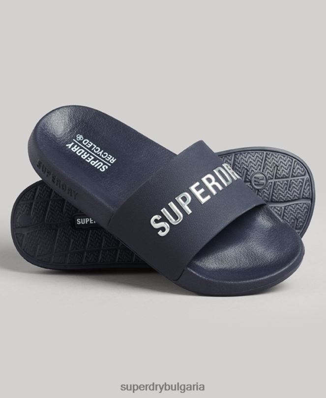 Superdry обувки N00H4392 военноморски флот Жени код лого басейн плъзгачи