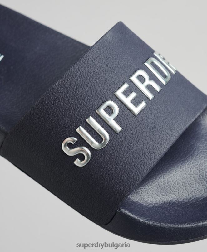 Superdry обувки N00H4392 военноморски флот Жени код лого басейн плъзгачи