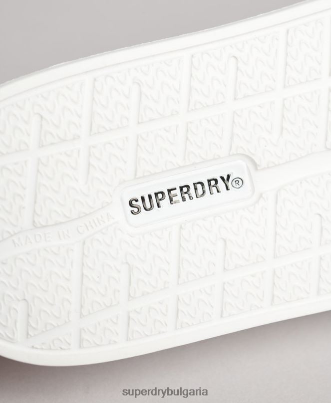 Superdry обувки N00H4407 бяло Жени плъзгачи за басейн с отпечатан код