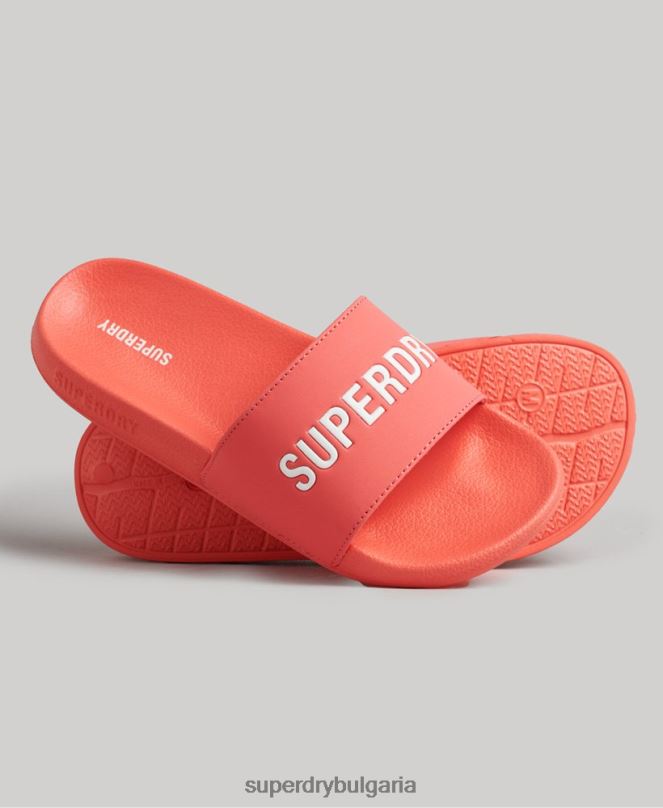 Superdry обувки N00H4411 корал Жени графично формовани плъзгачи за басейн