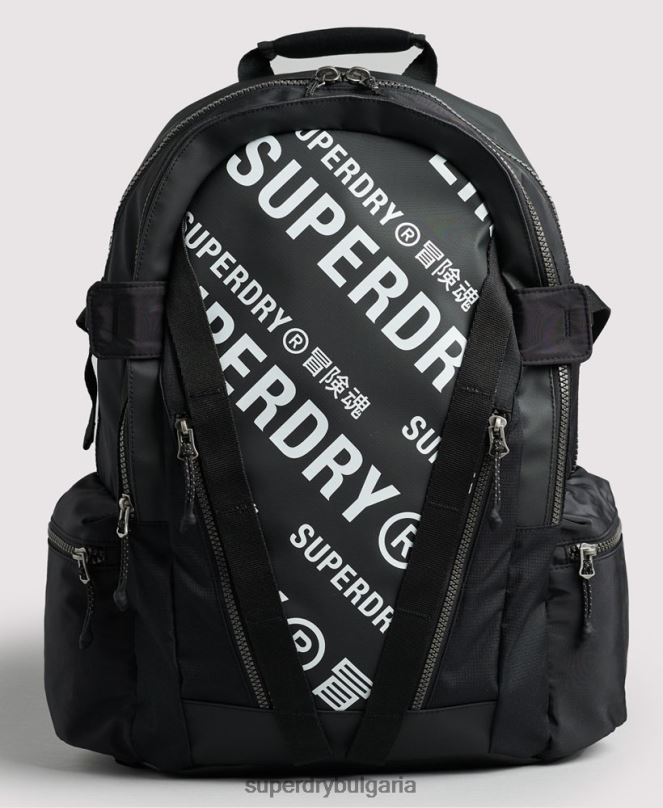 Superdry аксесоари N00H1633 черен мъже графична раница с планински брезент