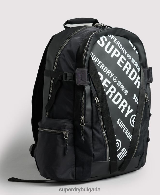 Superdry аксесоари N00H1633 черен мъже графична раница с планински брезент