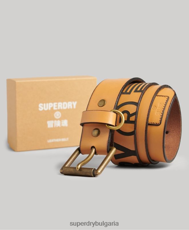 Superdry аксесоари N00H1650 тен мъже подаръчна кутия с релефен кожен колан