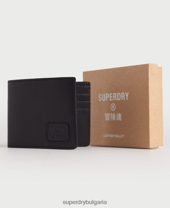Superdry аксесоари N00H1773 черен мъже двоен кожен портфейл nyc