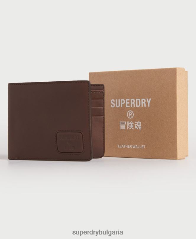 Superdry аксесоари N00H1851 кафяво мъже двоен кожен портфейл nyc
