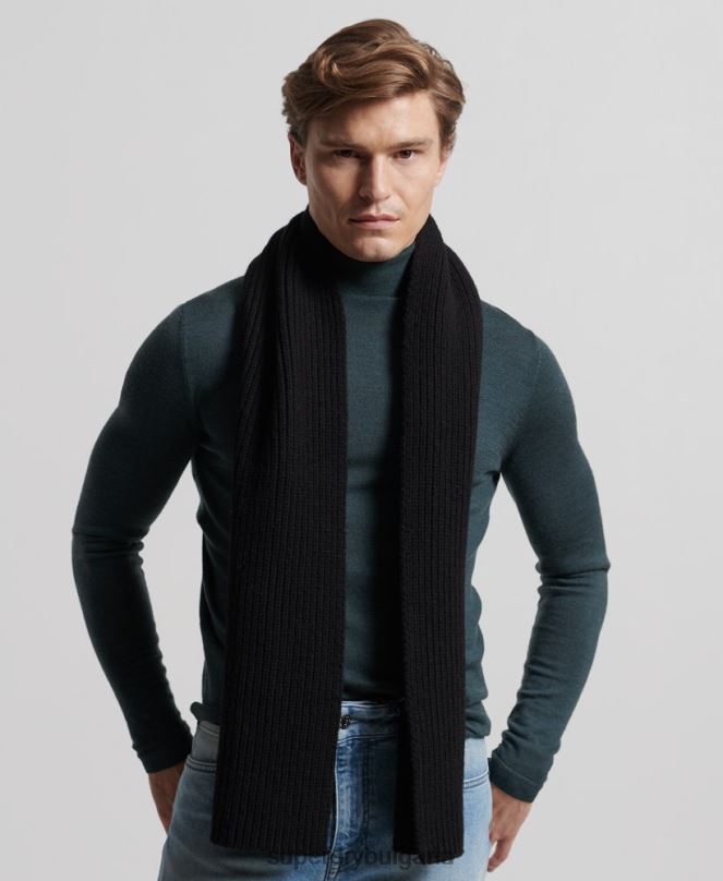 Superdry аксесоари N00H1811 черен мъже първокласен оребрен шал Studios