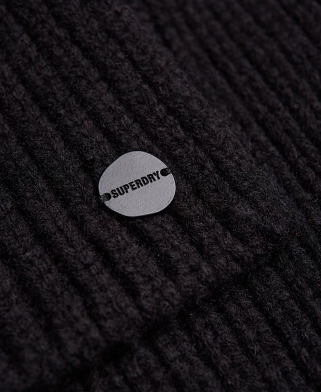 Superdry аксесоари N00H1811 черен мъже първокласен оребрен шал Studios