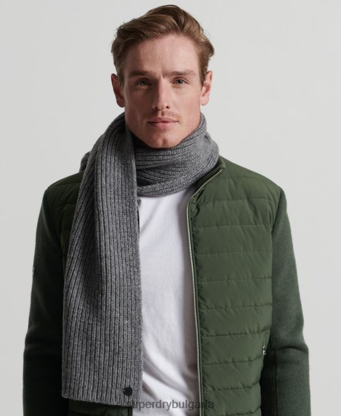 Superdry аксесоари N00H1812 светло сив мъже първокласен оребрен шал Studios