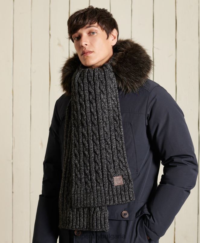 Superdry аксесоари N00H1816 тъмно сив мъже траулер кабелен шал