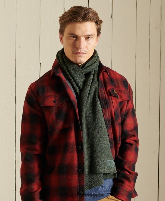 Superdry аксесоари N00H1823 зелено мъже ретро лого шал