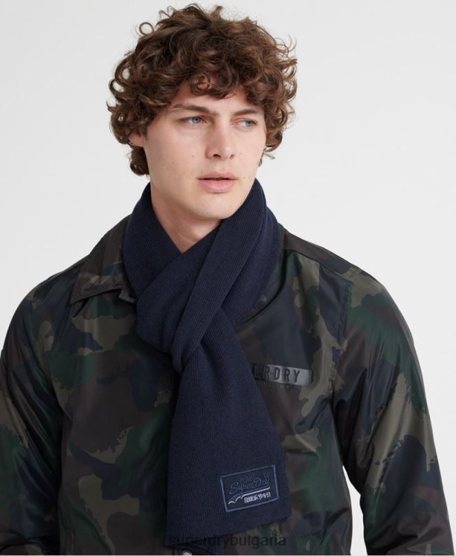 Superdry аксесоари N00H1857 военноморски флот мъже оранжев шал с етикет
