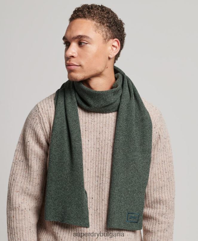 Superdry аксесоари N00H6391 зелено мъже шал с лого от органичен памук