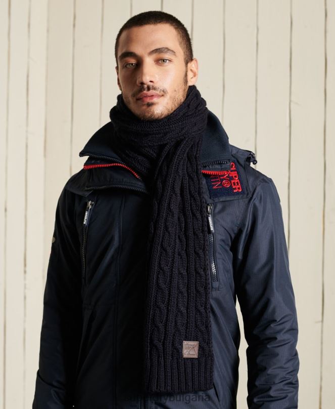 Superdry аксесоари N00H6409 военноморски флот мъже траулер кабелен шал