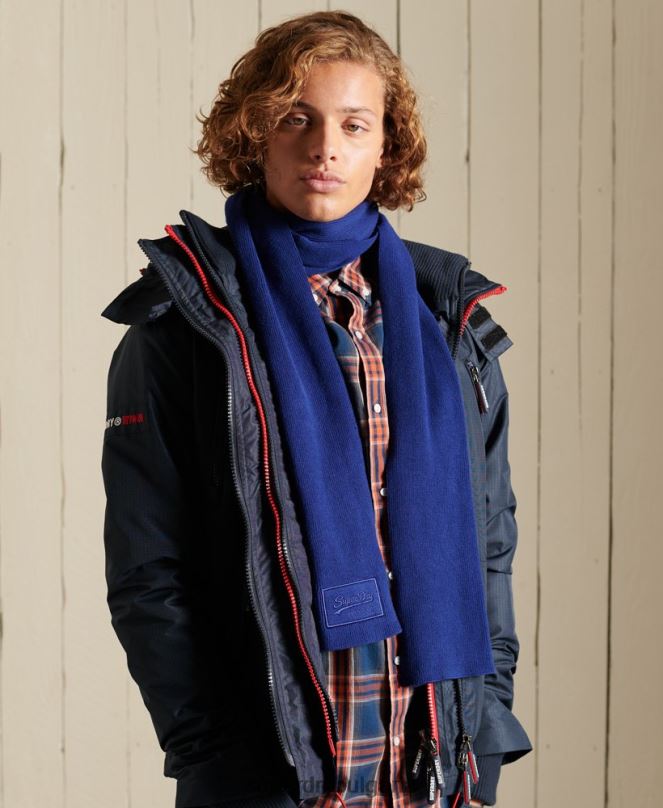 Superdry аксесоари N00H6410 син мъже класически шал с ретро лого