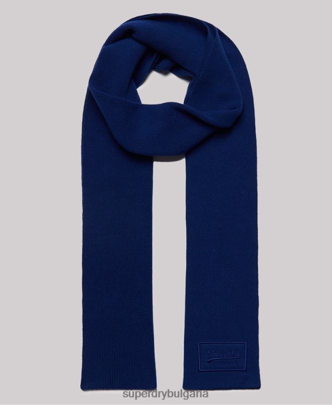 Superdry аксесоари N00H6410 син мъже класически шал с ретро лого