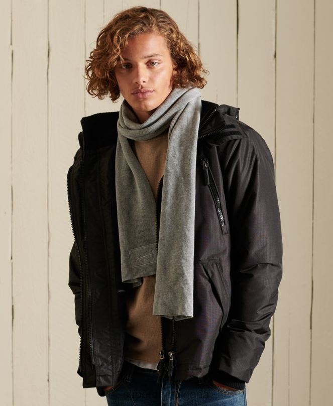 Superdry аксесоари N00H6412 светло сив мъже класически шал с ретро лого