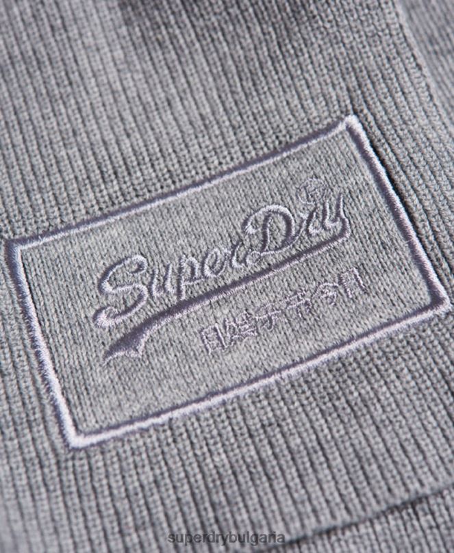 Superdry аксесоари N00H6412 светло сив мъже класически шал с ретро лого