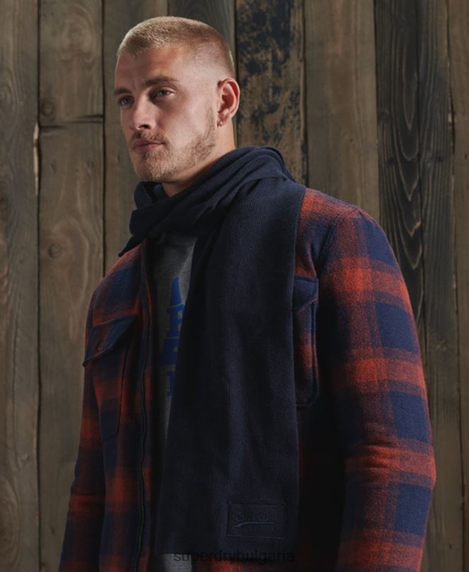 Superdry аксесоари N00H6436 военноморски флот мъже оранжев шал с етикет